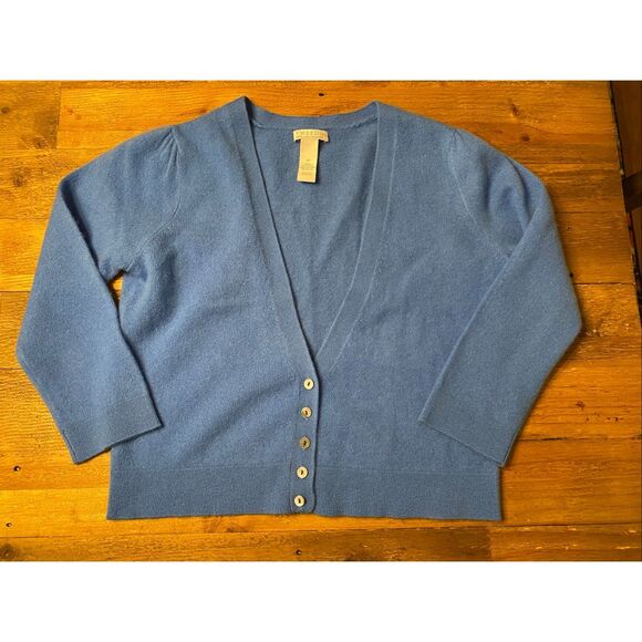 Tweeds Medium 100% Cashmere blue cardigan sweater - Picture 1 of 5